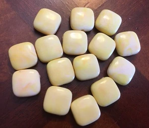 Vintage Pastel Yellow Tonal Opaque Swirl Square Cushion Tablet Lucite Bead Lot - Picture 1 of 4