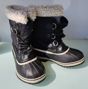 Sorel Caribou unisex youth Black Winter Waterproof Boots 1217761010 Sz 5 - 6 - Picture 1 of 6