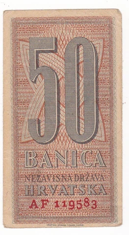 CROATIA 50 BANICA 1942 VF Cover