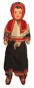 10" Vintage 1930s North Cape Norway Ethnic Doll Celluloid & Cloth Nordkapp Knife - Picture 1 of 12