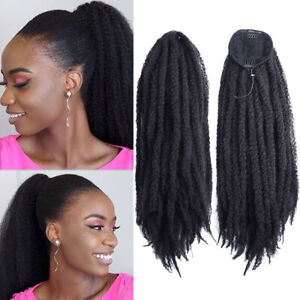 18inch Synthetic Kinky Curly Ponytail Clip in Puff Hairpiece Drawstring Ponytail