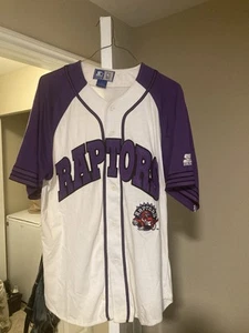 Vintage TORONTO RAPTORS baseball STARTER Jersey Large  Spell out - Picture 1 of 2