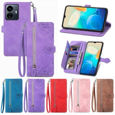 Zip Wallet Case Cover With Strap For vivo Y37 Pro Y50 Y30 Y52s Y78 Y76s Y74s Y72 - Image 1 of 4