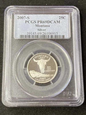 2007-S Montana 90% Silver Quarter PCGS PR69DCAM 25C Coin Free Shipping - Image 1 of 2