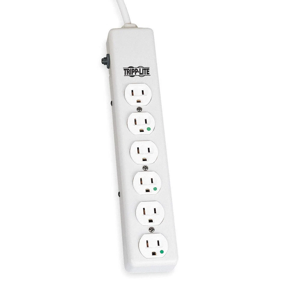 TRIPP LITE PS-606-HG Outlet Strip,6 Outlet,15A,13-3/4" L,Wht 1AYB4 - Image 1 of 1