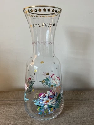 Anthropologie Gilded Journey Ciao Bella! Floral Bonjour Gold Leaf Carafe - Image 1 of 4