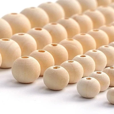 Natürliche Holzperlen Rundholzperlen, 4-60 mm. Makrameeperlen, Bastelperlen - Bild 1 von 4