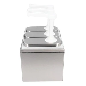 1L Stainless Steel Condiment Pump Dispenser for Kitchen 3 Pumps - Picture 1 of 10
