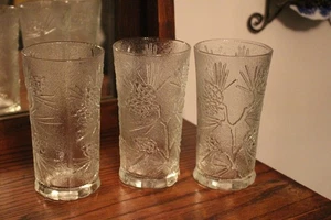 Lot of 3 Tiara Ponderosa Pine Cone Glass Tumblers 6.5" - Picture 1 of 7