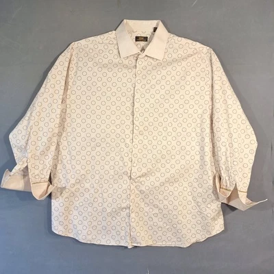 Steven Land Button Up Dress Shirt Mens 19-36/37 Beige Long Sleeve Polka Dot - Image 1 of 4