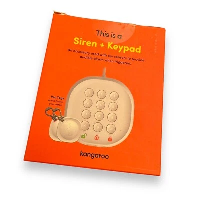 NEW Kangaroo Home Security Siren Keypad with 2 Roo Tags Surveillance White - Image 1 of 4