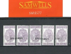 GB QV Revenue Stamps Group{5} SPECIMEN Foreign Bill Lilac (1871) Mint MNH SS3577 - Picture 1 of 6