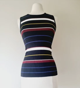 CUE Black Striped Sleeveless Knit Top Blouse SIZE SMALL - Picture 1 of 5