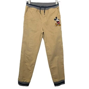 Disney Pants Boys Size M Khaki Embroidered Mickey Mouse - Picture 1 of 7