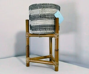 Tjx Buying Office Basket Seagrass with Rattan Stand Home Interior Jessica Duong - Picture 1 of 9