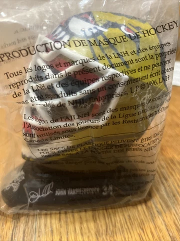 1996 John Vanbeisbrouck Panthers McDONALDS Mini Goalie Mask Helmet Unopened Cover