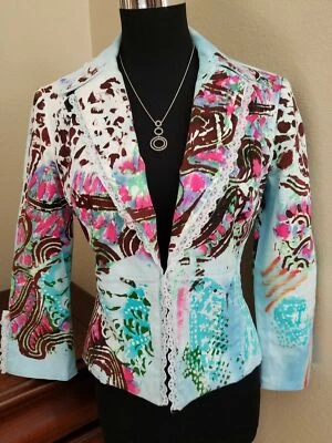 ALBERTO MAKALI Jacket size 4 Vibrant Colors Ribbon Trim  - Image 1 of 4