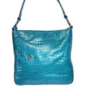 BRIGHTON CHER COLLECTION CHER TURQUOISE PATENT LEATHER SHOULDER HANDBAG MRP $330