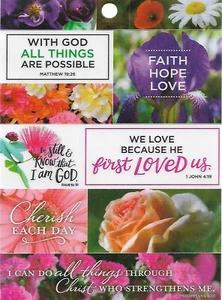 Álbum de recortes calcomanías con frase floral versículo esperanza fe inspiradora religiosa vitela - Imagen 1 de 1
