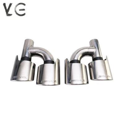 C63 Exhaust Tips AMG For C250 C300 C350 Mercedes W204 W211 C-Class Sliver black - Image 1 of 4