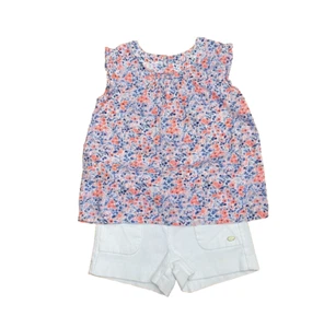 OSHKOSH Multi Color Floral Top TOMMY HILFIGER White Shorts Outfit Girls 5T - Picture 1 of 21