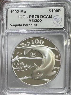 1992 Mo MEXICO Silver 100 PESOS ICG PR-70 DCAM IDC Verified - Image 1 of 2