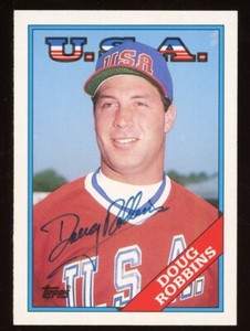 1988 Topps USA DOUG ROBBINS Signed Card autograph AUTO A'S OLYMPICS ORIOLES