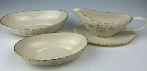 Lenox Gaylord Gravy Boat H501 w/ Attached Base Plate + 2 Matching Bowls 10" & 8" - Picture 1 of 12