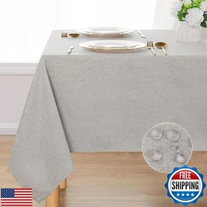DWCN Rectangle Faux Linen Tablecloth - Textured Waterproof Spill-Proof Wrinkl - Picture 1 of 5