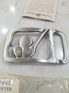 Vintage Pewter Golfing Belt Buckle Old Forge Metals USA 3 5/8" X 2 1/8" Sports - Picture 1 of 6