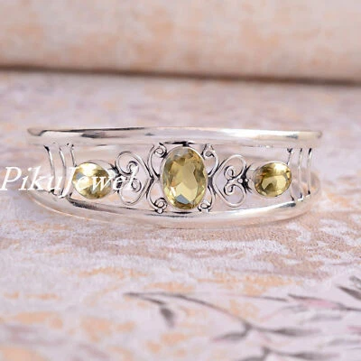 Gemma topazio citrino argento sterling 925 braccialetto gioiello per regalo... - Immagine 1 di 4