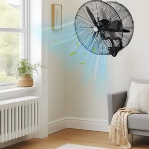 20" High Wall Mount Fan Oscillating Metal Fan 4 Speed for Outdoor Indoor Use - Picture 1 of 11