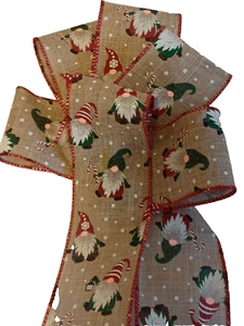 Drahtkantenband extra breit 6,3cm/2,5" hessisch mit funkelnden Weihnachtsgonken m - Bild 1 von 14