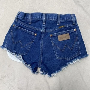 Wrangler Cut-Off Denim Jeans Shorts Womens 26 Festival Hippie High Rise 13MWZ - Picture 1 of 8