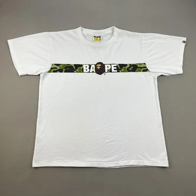 Camiseta Bape A Bathing Ape Adulto Pequeña Blanca Camuflada Rayas Logo Ropa de Calle Universitaria Foto 1 de 4