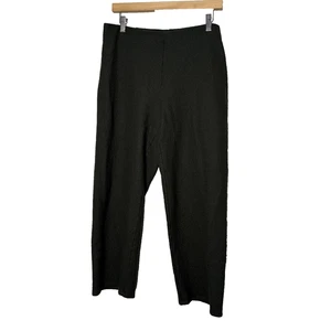 Eileen Fisher Size L Side Zip Boiled Wool Cropped Pants Dark Olive Green Stretch - Picture 1 of 13