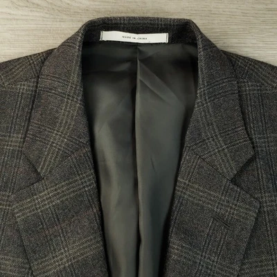 John W Nordstrom Sport Coat Men's 46R* Slim Silk & Wool Windowpane Plaid 2 Btn - Image 1 of 4