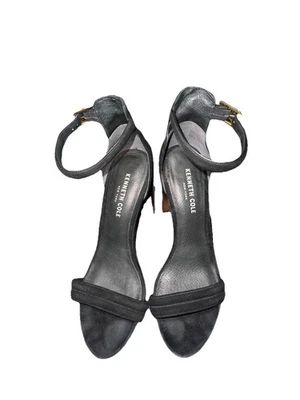 Sandalias de tacón Kenneth Cole para mujer Lolita negras gamuza correa al tobillo talla 9 M Foto 1 de 4