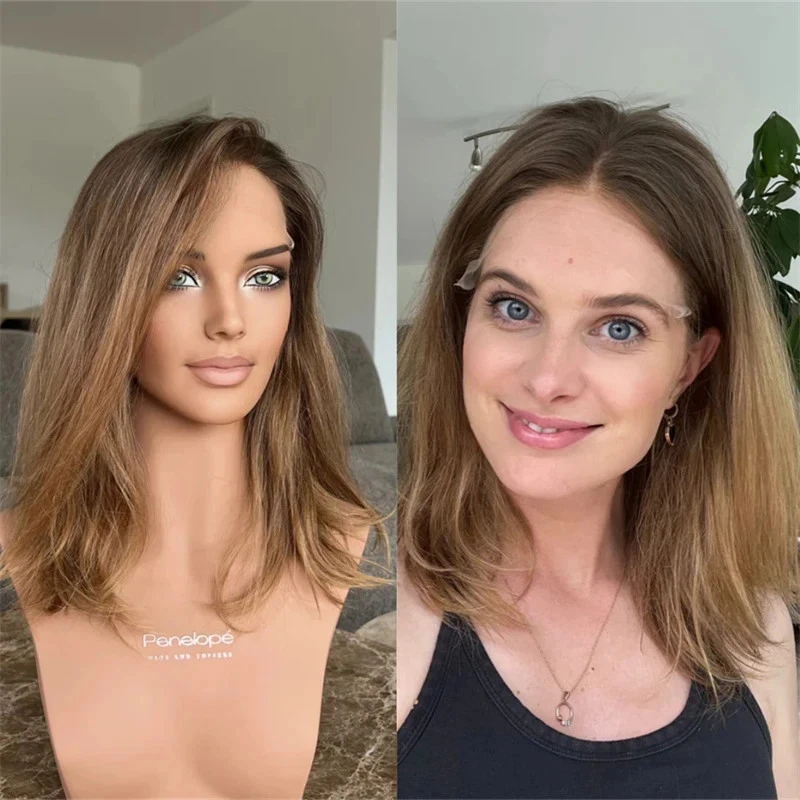 Perucas Balayage caramelo mel marrom bob raiz marrom 100% cabelo humano renda frente perucas - Imagem 1 de 4