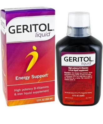 Geritol Liquid Energy Support High Potency B-Vitamins &Iron 12 Fl Oz Exp 2026 - Image 1 of 4