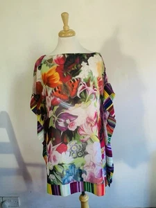 TED BAKER, Vibrant Bold Print-Multicolour-Summer Beach-Tunic Top. Generous S - Picture 1 of 12