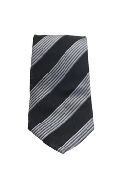 Corbata Giorgio Armani Para Hombres Seda Rayas Gruesas Longitud Clásica Negra Gris Foto 1 de 4