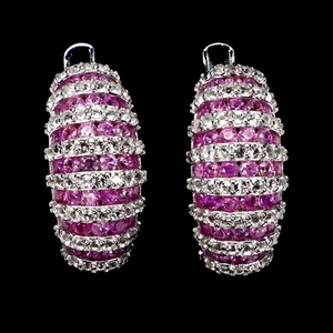 925 Sterling Silver Earrings Ruby Round Diamond Cut Topaz No USA Import Fees - Picture 1 of 14