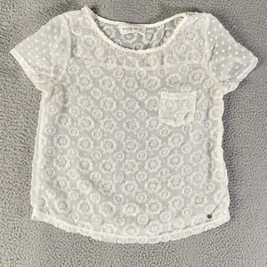 Abercrombie & Fitch Top Women XS White Sheer Velvet Burnout Y2K Fairy Ethereal - Picture 1 of 8