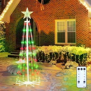 LED Christmas Cone Tree Light w/Remote 4 Feet 110 LED Outdoor RED & GREEN - Picture 1 of 6