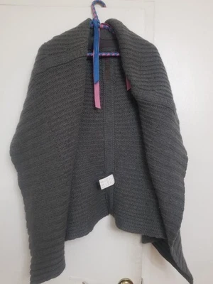 Rick Owens AW11 Limo Leather Sleeve Knit Waterfall Cardigan - Image 1 of 4