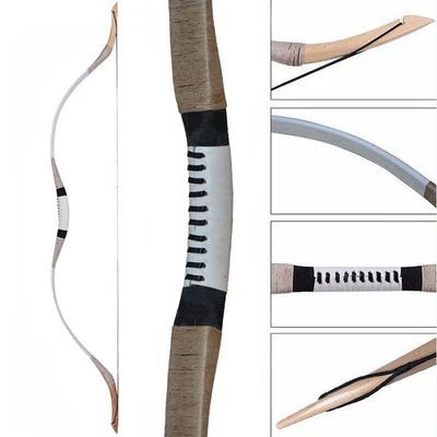 30-65lb Archery Traditional Recurve Bow&Arrow Cowhide Mongolian Horsebow Hunting - Image 1 of 4