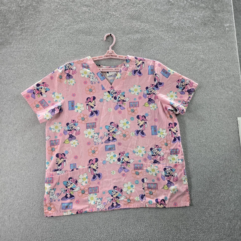 Blusa Médica Estampada de Dibujos Animados de Minnie Mouse Gráfico Rosa XL Disney para Mujer Foto 1 de 4