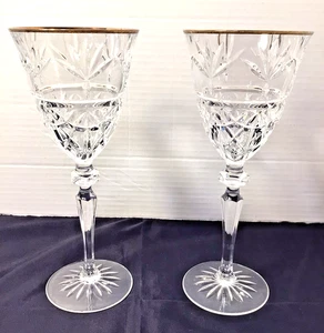 2er Set Cristal D'Arques Joanna Goldrand Kristall Wasser Wein Langstiel Kelche - Bild 1 von 8