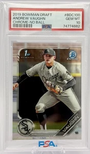 Andrew Vaughn 1st Bowman 2019 Bowman Draft Chrome - No Ball #BDC100 PSA 10 - Picture 1 of 4